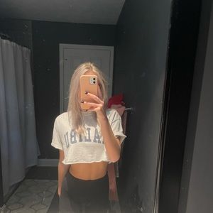 John Galt Malibu Cropped Tee in heather grey